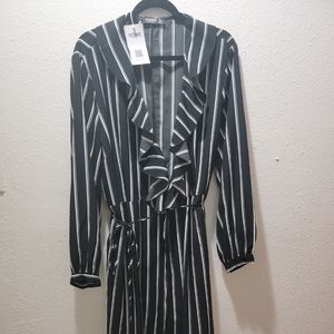 Yoins Black Dress With White Strips